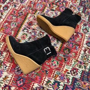 Franco Sarto Black Wedge Ankle Boots Size 7